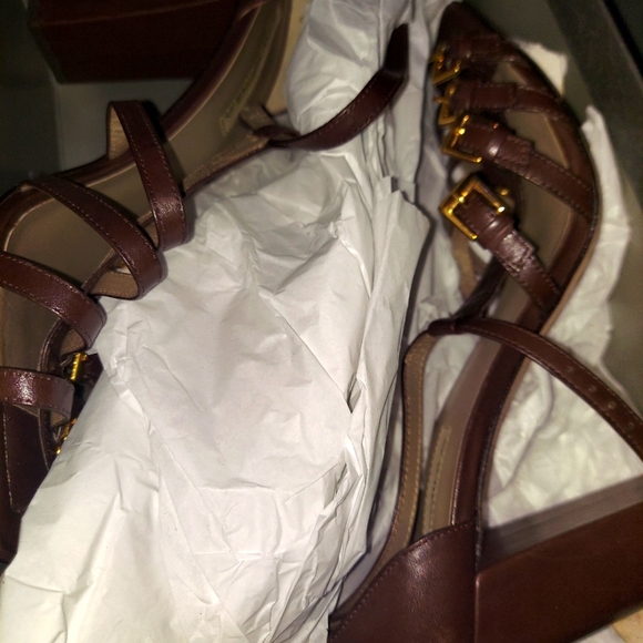 Via Spiga Bitten Cage Sandals 4 inch block heel sz 8.5 - Picture 6 of 11